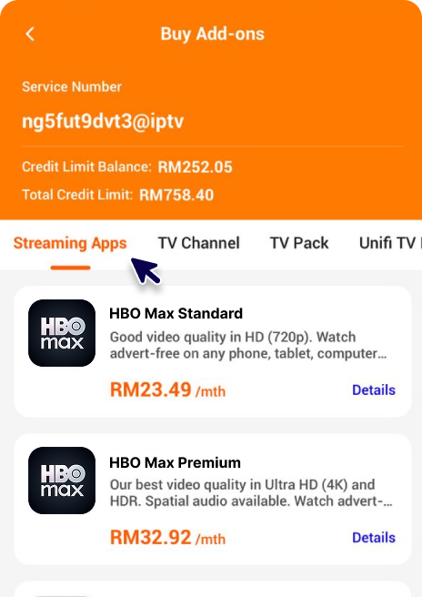 Streaming App add ons Step 2