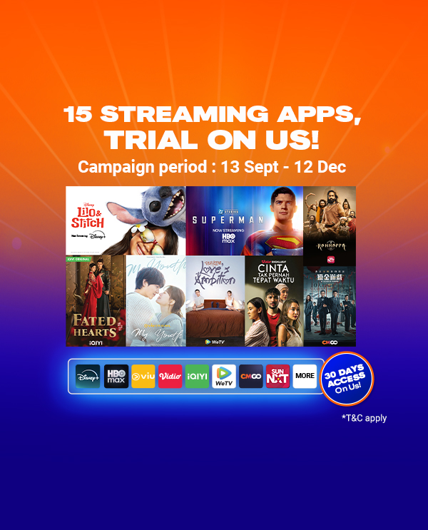 15 streaming apps, trial on us!