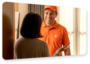 Unifi Elite technician speaking with a customer at the door