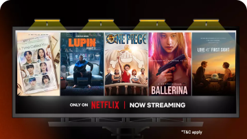 A TV screen showcasing a variety of Netflix programs