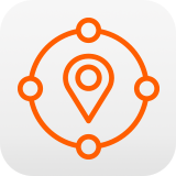 An icon representing a targeted location identified on a map