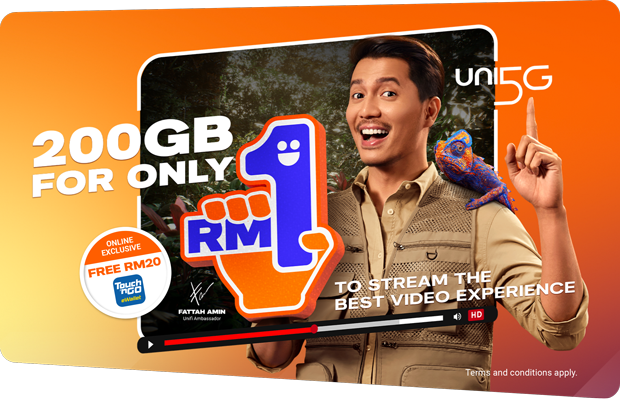 Uni5G Postpaid 200GB for only RM1